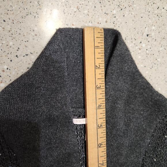 Victoria's Secret Long Open Cardigan Sweater Sequin Sparkle Grey Sz M Cozy Soft - Picture 12 of 13